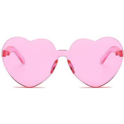 Lunettes de soleil coeur de pêche lunettes de soleil d'amour lunettes une pièce en forme de coeur sans cadre de couleur gelée pink