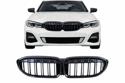 Nierengrille geschikt voor BMW 3 Serie G20 G21 2018-2022 – Glans Zwart Dubbel Spijlen