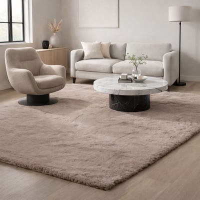 Moonay KNUFFEL Fluffy Vloerkleed – Taupe – 160 x 230 cm – Hoogpolig 30 mm Shaggy Tapijt – Zacht – Rechthoekig