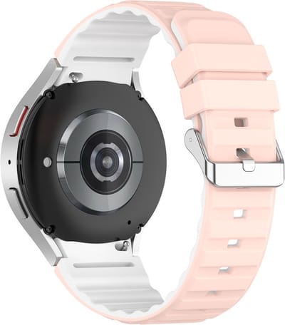 Siliconen bandje - geschikt voor Samsung Galaxy Watch 7 / Watch FE / Watch 6 / Watch 6 Classic / Watch 5 / Watch 5 Pro / Watch 4 / Watch 4 Classic - roze-wit
