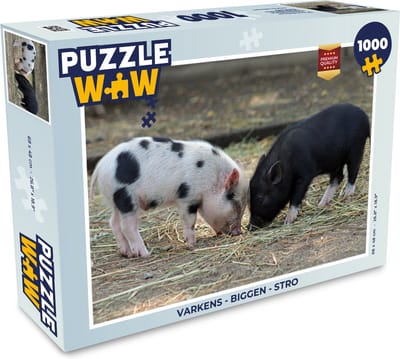 Puzzel Varkens - Biggen - Stro - Legpuzzel - Puzzel 1000 stukjes volwassenen