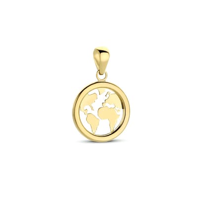 Schitterende 14 Karaat Gouden Wereldbol hanger | 14 karaat goud | Altijd ingepakt als cadeau