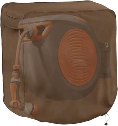 Beschermhoes Tuinslanghaspel - Slanghaspelhoes Waterdicht - Tuinonderhoud - Nauwsluitende Afdichting - 60x45x60cm - Koffie