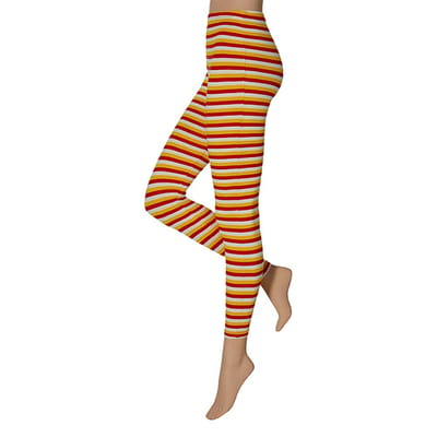 Apollo - Legging Dames - Stripes - Rood/Wit/Geel - Maat XXL - Oeteldonk - Oeteldonk legging - Legging - Feestlegging - Legging carnaval - Legging meisje