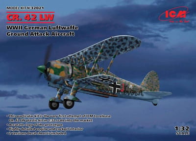 ICM Modelbouwpakket Militaire voertuigen - 32021 CR.42 LW WWII German Luftwaffe Ground Attack Aircraft Plastic - 1:32 - Modelbouw