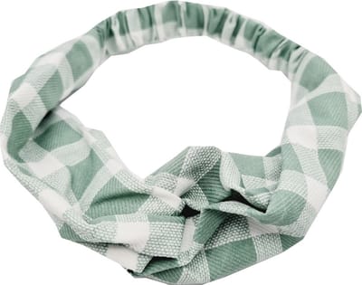 Haarsoires Haarband Twist 5cm – Ruitprint – Gladde Stof – Wit Groen - Zachte Knoop Hoofdband - Haaraccessoire voor Dames & Meisjes