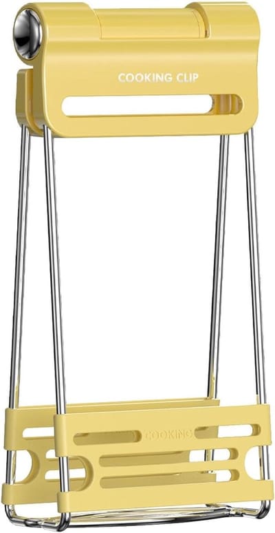 Bordenhouder Clip - Hittebestendige Klem - Hete Schalen Verplaatsen - Verstelbaar Anti-Vervorming - 18.3 cm Lengte - Geel