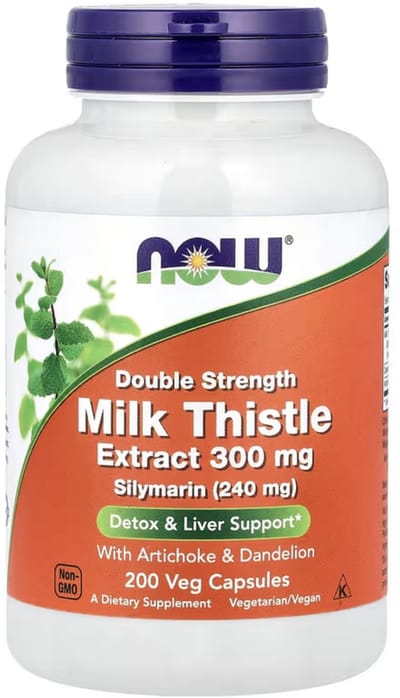 NOW Foods Milk Thistle Extract 300 mg – 200 Vegetarische Capsules | Mariadistel Extract met Artisjok & Paardenbloem