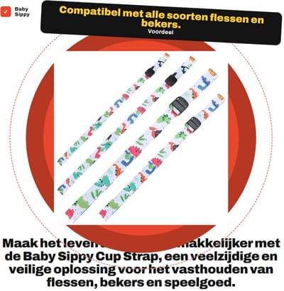 Dailygoods- Sippy Cup Strap - Verstelbare Fleshouder - Universele Bevestiging - Veilig Materiaal - Geschikt voor Kinderwagens - Voor Speelgoed en Flessen