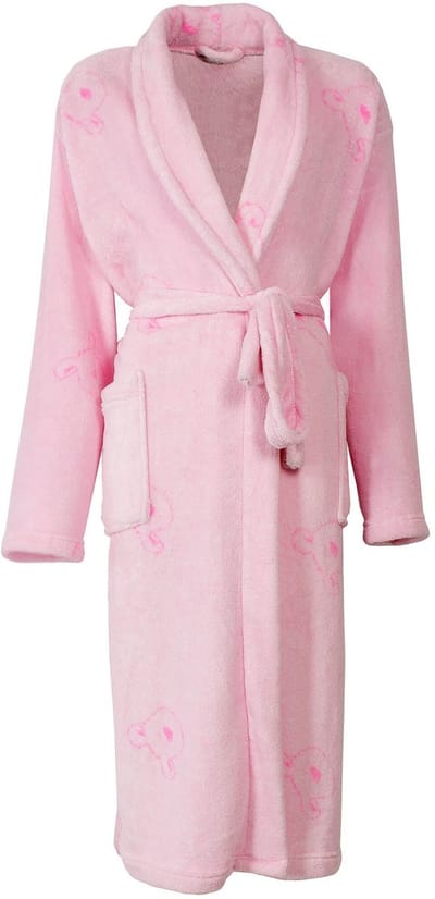 Tenderness Dames Badjas - Fleece - Sjaalkraag - Zacht Roze - Maat S