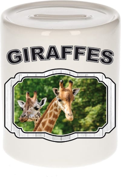 Dieren liefhebber giraffe spaarpot 9 cm jongens en meisjes - keramiek - Cadeau spaarpotten giraffen liefhebber
