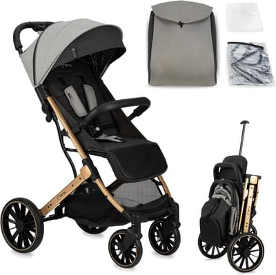 Kinderwagen buggy - Inklapbaar reizen - Dagelijks gebruik - Trekken als koffer - Tot 22 kg - Grijs