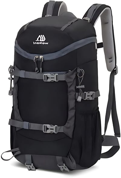 CarryQuest® - 30L Hydratatierugzak - Duurzame Nylon Hiking Backpack met Watercompartiment, Drinksysteem, Rugventilatie, Verstelbare Schouderbanden & Front-/Toploader - 49x28x19 cm - Zwart