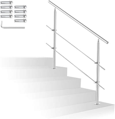 Roestvrijstalen Leuning - Balkon Reling - Veilig Traplopen - Instelbare Hoek - 160 cm - Zilver