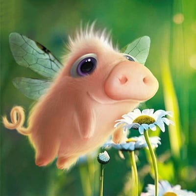 Peinture diamantée en mosaïque de cochon avec image de dessin animé 5D 40X50CM