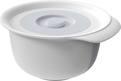 Praktische Set van Twee Kunststof Mengkommen met Deksel en Antislip Basis voor Keuken