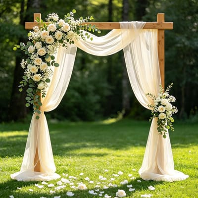 Dailygoods- Bruiloftsgordijnen 75 x 600 cm - Chiffon/Tule - Decoratief Gordijn - Achtergrond - Zachte Stof - Ademend Materiaal - Decoratiestof