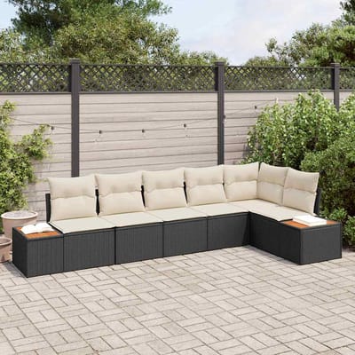 vidaXL - Tuinbank - Set - 6 - st - 6-Aantal - zitplaatsen - Zwart - en - Crème