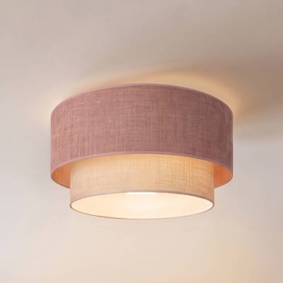 Duolla Plafondlamp Boho, roze/beige, Ø 45 cm, textiel, E27