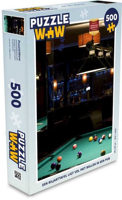 Puzzel Een biljarttafel ligt vol met ballen in een pub - Legpuzzel - Puzzel 500 stukjes