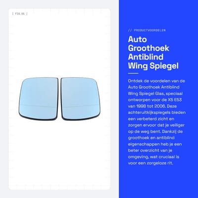 Dailygoods- Achteruitkijkspiegel Glas Groothoek - Anti-blind Eigenschap - 2 Stuks - Voor X5 E53 1998-2006 - Eenvoudig te Installeren - Blauw Glas - Spiegelglas