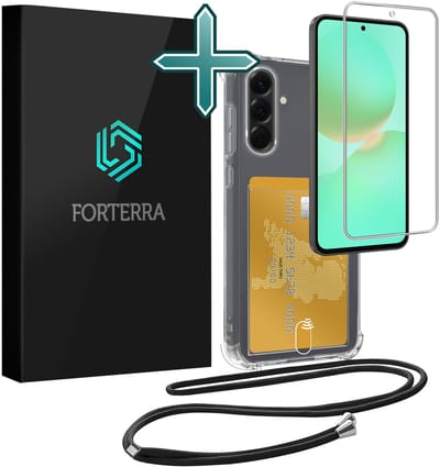 Hoesje Geschikt voor Samsung A36 Pashouder Case Siliconen Hoes Met Koord Met Screenprotector - Hoes Geschikt voor Samsung Galaxy A36 Met Telefoonkoord Hoesje Back Cover Met Pasjeshouder - Transparant