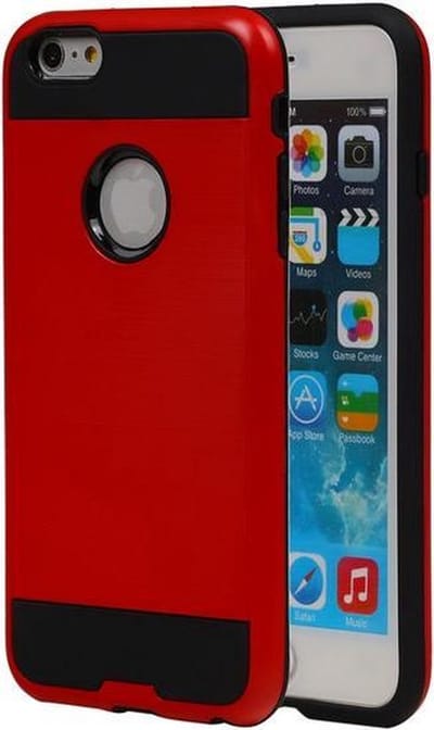 Rood Bestcases Tough Armor TPU Back Cover Case Apple iPhone 6/6S Hoesje