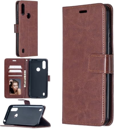 Portemonnee Book Case Hoesje Geschikt voor: Motorola Moto E6i - bruin