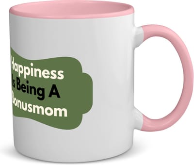 Akyol - happiness is being a bonusmom koffiemok - theemok - blauw - Mama - de liefste bonusmoeder - moeder cadeautjes - moederdag - verjaardag - geschenk - kado - 350 ML inhoud