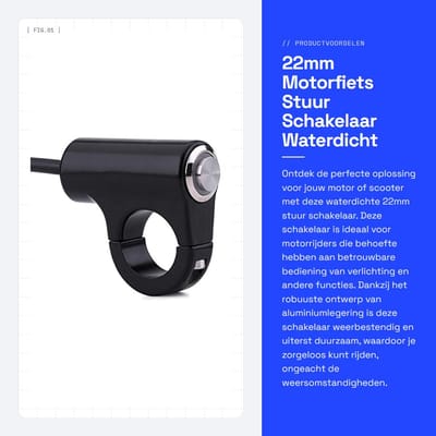 Dailygoods - 22mm Motorfiets Stuur Schakelaar - Waterdicht - Duurzaam - AAN/UIT Schakelaar - Voor Motor Scooter - Aluminiumlegering