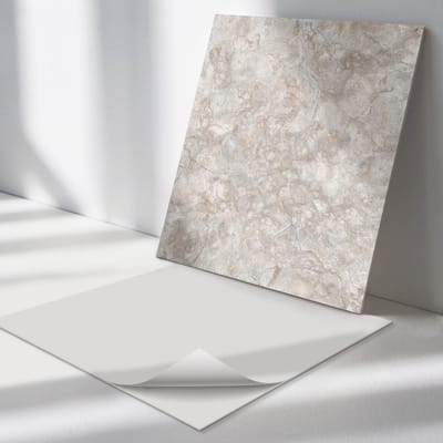 Wallfluent Vinyl Tegels - Natuursteenpatroon Vinyl Wandtegels - 30 cm x 30 cm - Beige PVC Tegels - Set van 9 - Vierkant PVC Tegels - Texturen Plaktegels - Wand PVC Tegels - Plaktegels Keuken en Badkamer