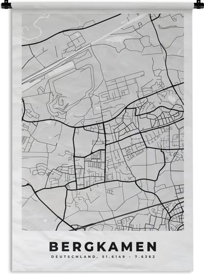 Wandkleed - Wanddoek - Bergkamen- Stadskaart - Plattegrond - Duitsland - Kaart - 120x180 cm - Wandtapijt