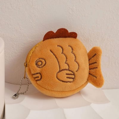 Porte-monnaie mignon de dessin animé Kawaii, portefeuille portable en peluche, sac à monnaie, clés, écouteurs, organisateur de pièces, pochette à fermeture éclair, cadeau pour enfants marron