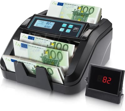 Geldtelmachine - Bankbiljettenteller Valutacontroller - Geld Verwerken - UV MG IR MT Detectie - 1100 Vel per Minuut - Zwart