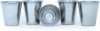 INTIRILIFE 5 x stapelbare roestvrijstalen bekers in 85 ml, voor camping en outdoor, metalen beker, beker, beker, glas, herbruikbaar, zonder plastic, geschikt voor kinderen