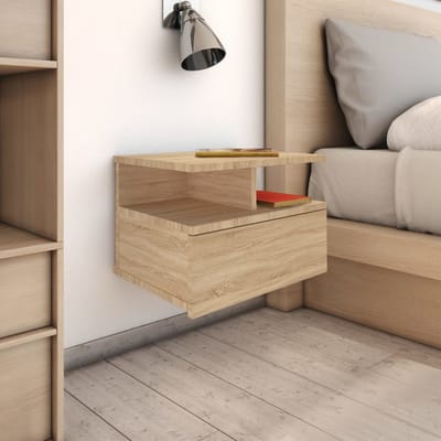vidaXL - Nachtkastje - zwevend - 40x31x27cm - bewerkt - hout - sonoma - eikenkleurig