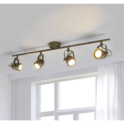 Lindby plafondspot Leonor, 4-lamps, groen, metaal, 78 cm