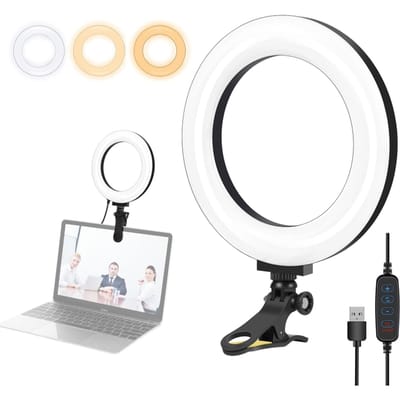 PULUZ 12cm/4.7in USB Ringlicht 3200-5600K Kleurtemperatuur 10 Helderheidsniveaus met Bevestiging 4.7inch beige