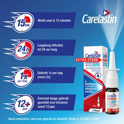 Carelastin Extra Sterk Azelastine Neusspray bij Hooikoorts - 3 x 10 ml - Voordeelverpakking