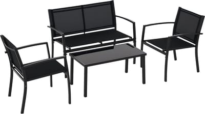 Outsunny tuinbankstel - Metaal - 105x60x77cm - Zwart