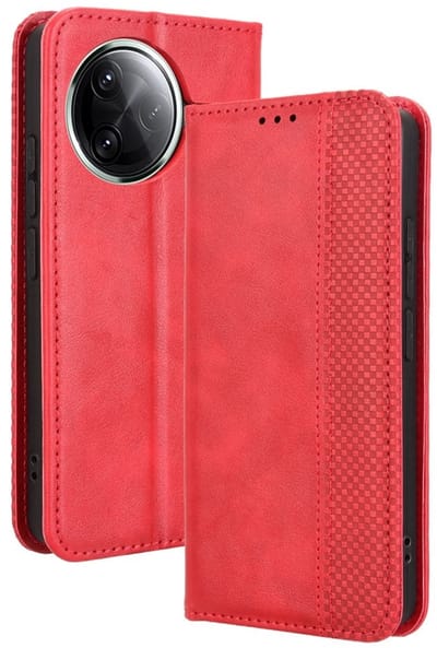 Coverup Hoesje - Geschikt voor Xiaomi Poco F7 Pro / F7 Ultra Hoesje - Coverup Vintage Style Book Case - Rood