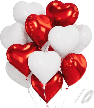 Dailygoods - Hartvormige Folieballon Rood Wit - 45 cm Helium Hartballonnen voor Bruiloft en Verjaardag