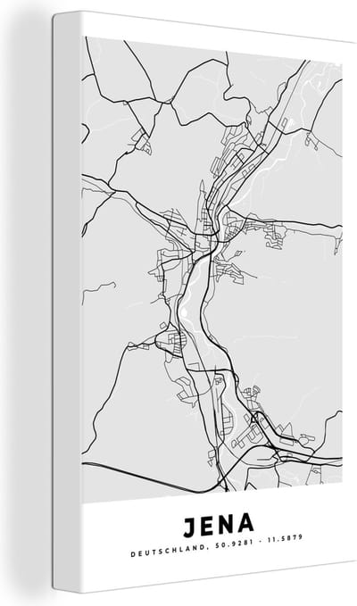 Canvas Schilderij Stadskaart - Duitsland - Plattegrond - Jena - Kaart - 20x30 cm - Wanddecoratie