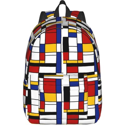 Piet Mondrian De Stijl Klassieke Rugzak Lichtgewicht Student Wandelen Reizen Dagrugzak voor Mannen Vrouwen Laptop Canvas Tassen M