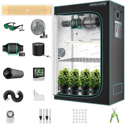 Kweektent compleet Mars Hydro TSL 2000 - Kweektent Set - Inclusief Mars Hydro TSL 2000 LED Kweeklamp - Inline Ventilator met Snelheidsregelaar - Koolstoffilter - Clip Fan - 4 Kweekzakken - Digitale Hygrometer/Thermometer