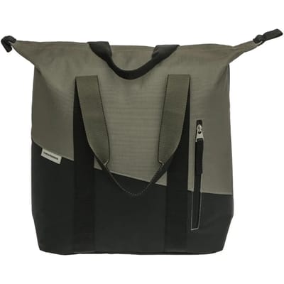 New Looxs ® Oslo Kota - Enkele Fietstas voor Dames - Shopper met Rits - Pakaftas Enkel - Afneembare Boodschappentas - 100% Gerecycled Polyester - Stevig Tas met Haken - 24 Liter - Black-Green
