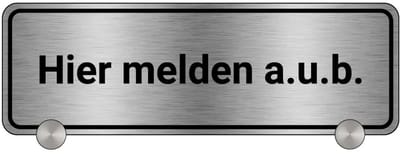 Tafelbordje hier melden aub - gecoat brushed aluminium - inclusief tafelstandaard | 21 x 7 cm
