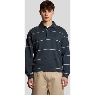 Lyle and Scott Rugby Polo Streep Navy - Maat XL - Heren - Longsleeve polo