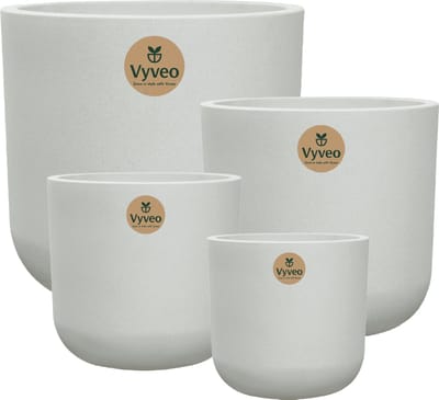 Vyveo - Bloempot Orena - Set van 4 - Wit - Bloempot voor binnen en buiten - Lichtgewicht - Breukbestendig - Vorstbestendig - UV-bestendig