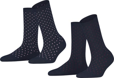 Esprit Fine Dot 2-Pack gedessineerd katoen multipack sokken dames blauw - maat 35-38